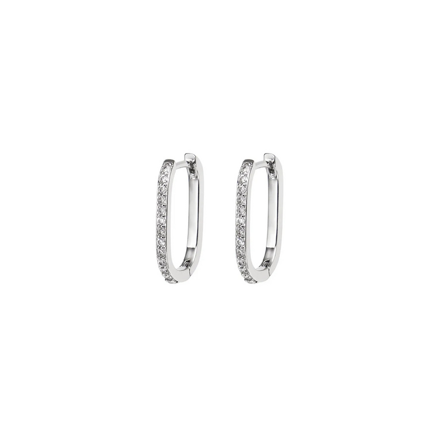 Olga Pave Earrings in White Gold