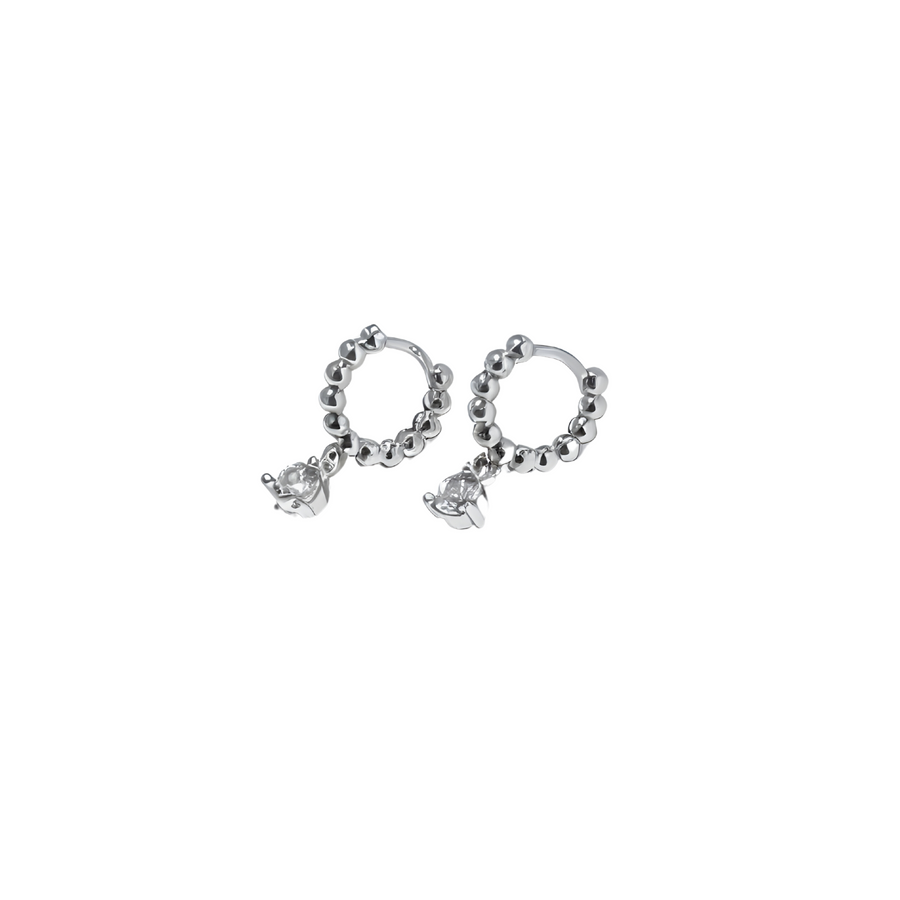 Charlie Earrings - Clear White in White Gold